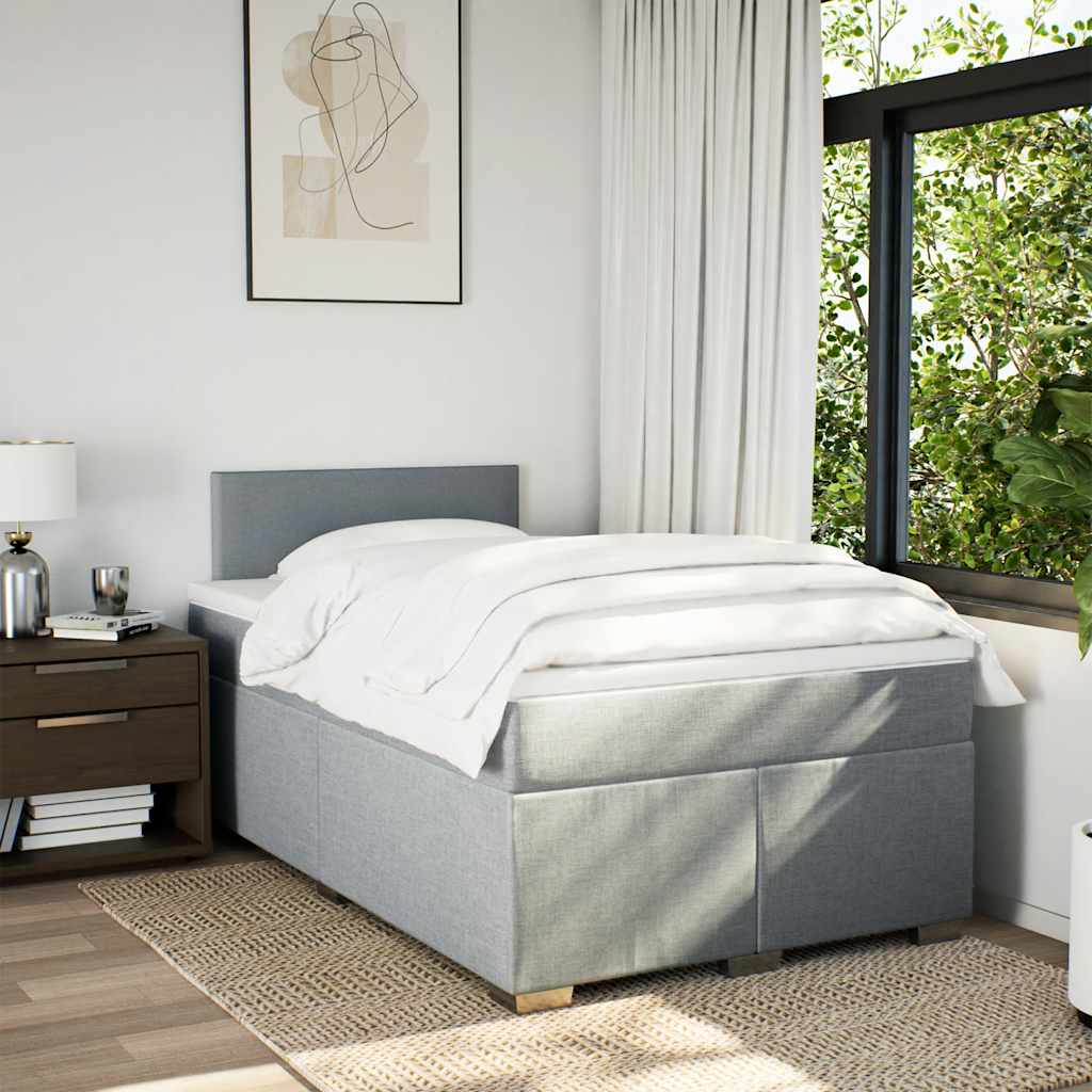 Κρεβάτι Boxspring με Στρώμα Ανοιχτό Γκρι 120x190 εκ. Υφασμάτινο