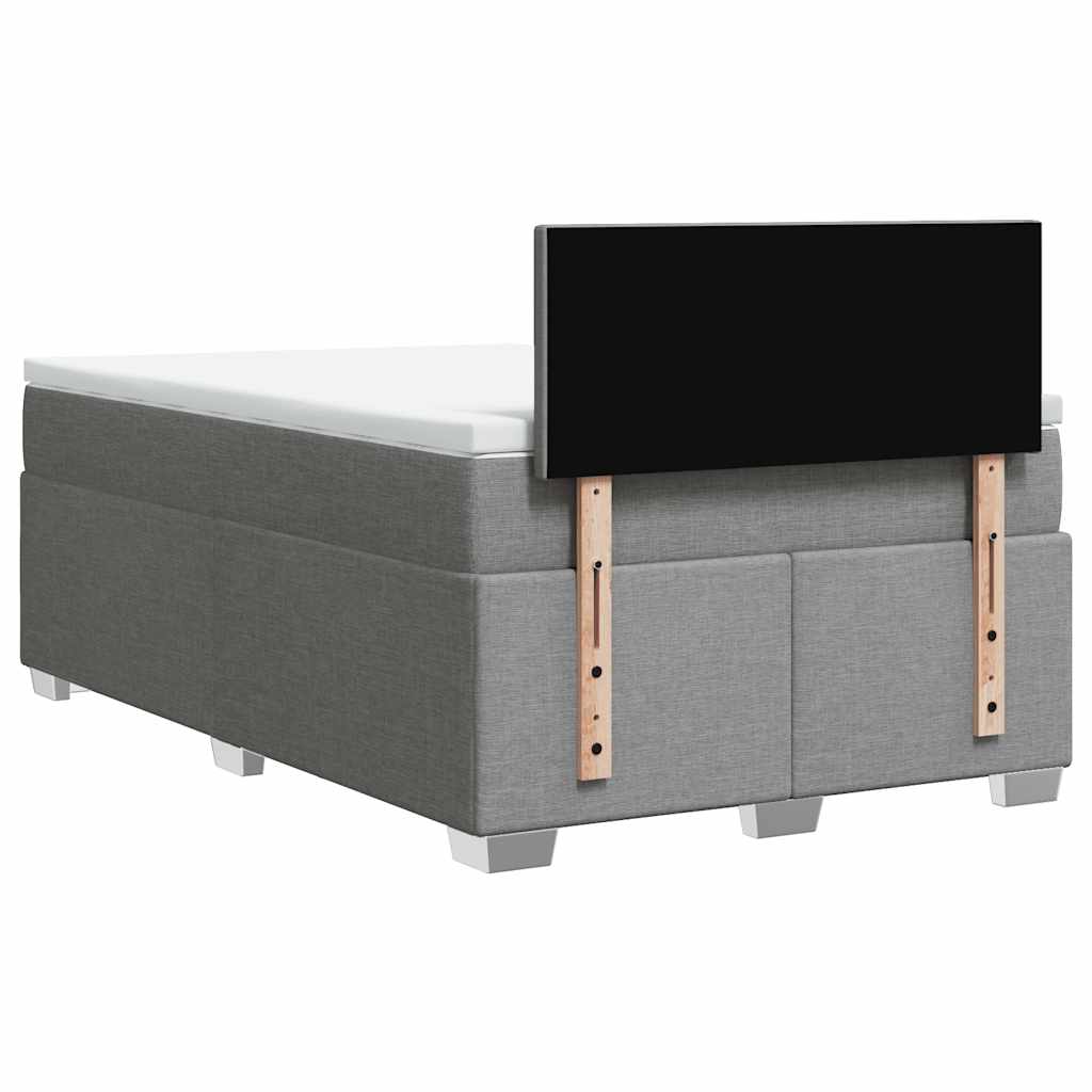 Κρεβάτι Boxspring με Στρώμα Ανοιχτό Γκρι 120x190 εκ. Υφασμάτινο