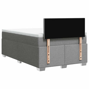 Κρεβάτι Boxspring με Στρώμα Ανοιχτό Γκρι 120x190 εκ. Υφασμάτινο
