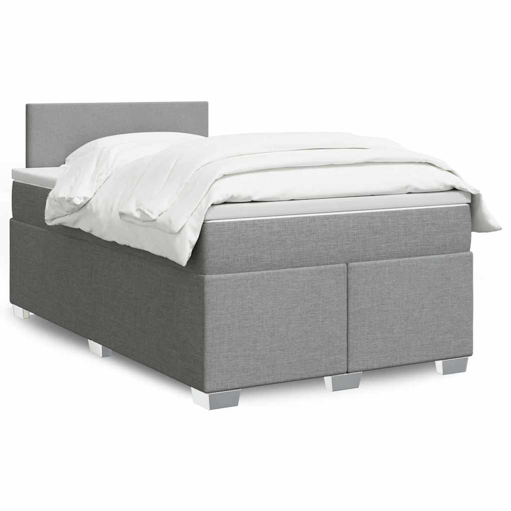 Κρεβάτι Boxspring με Στρώμα Ανοιχτό Γκρι 120x190 εκ. Υφασμάτινο