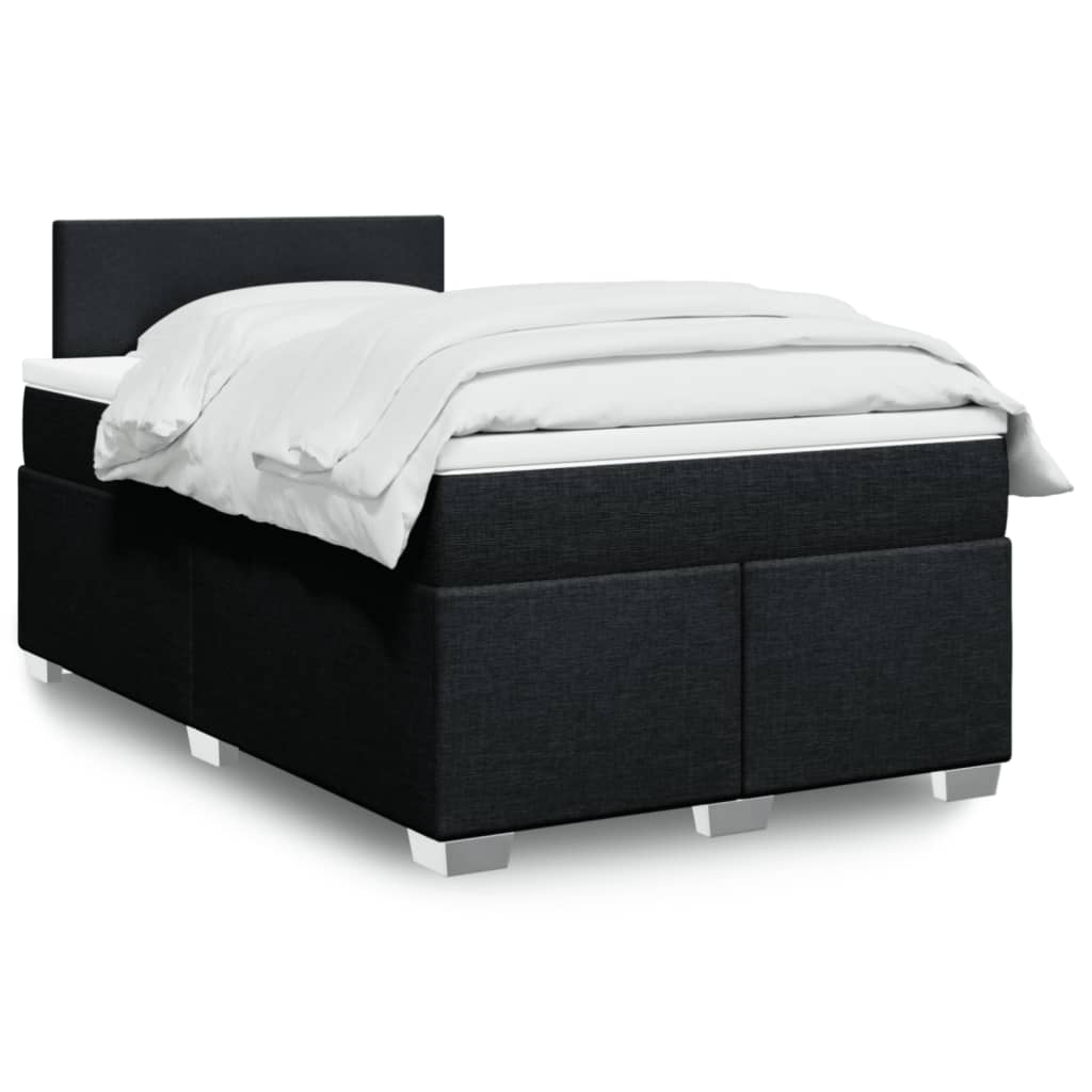 Κρεβάτι Boxspring με Στρώμα Μαύρο 120x190 εκ. Υφασμάτινο - Pakobazaar