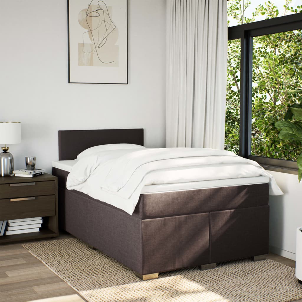 Κρεβάτι Boxspring με Στρώμα Σκούρο Καφέ 120x190 εκ Υφασμάτινο