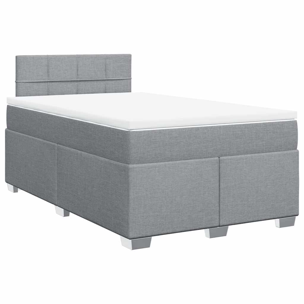 Κρεβάτι Boxspring με Στρώμα Ανοιχτό Γκρι 120x190 εκ. Υφασμάτινο