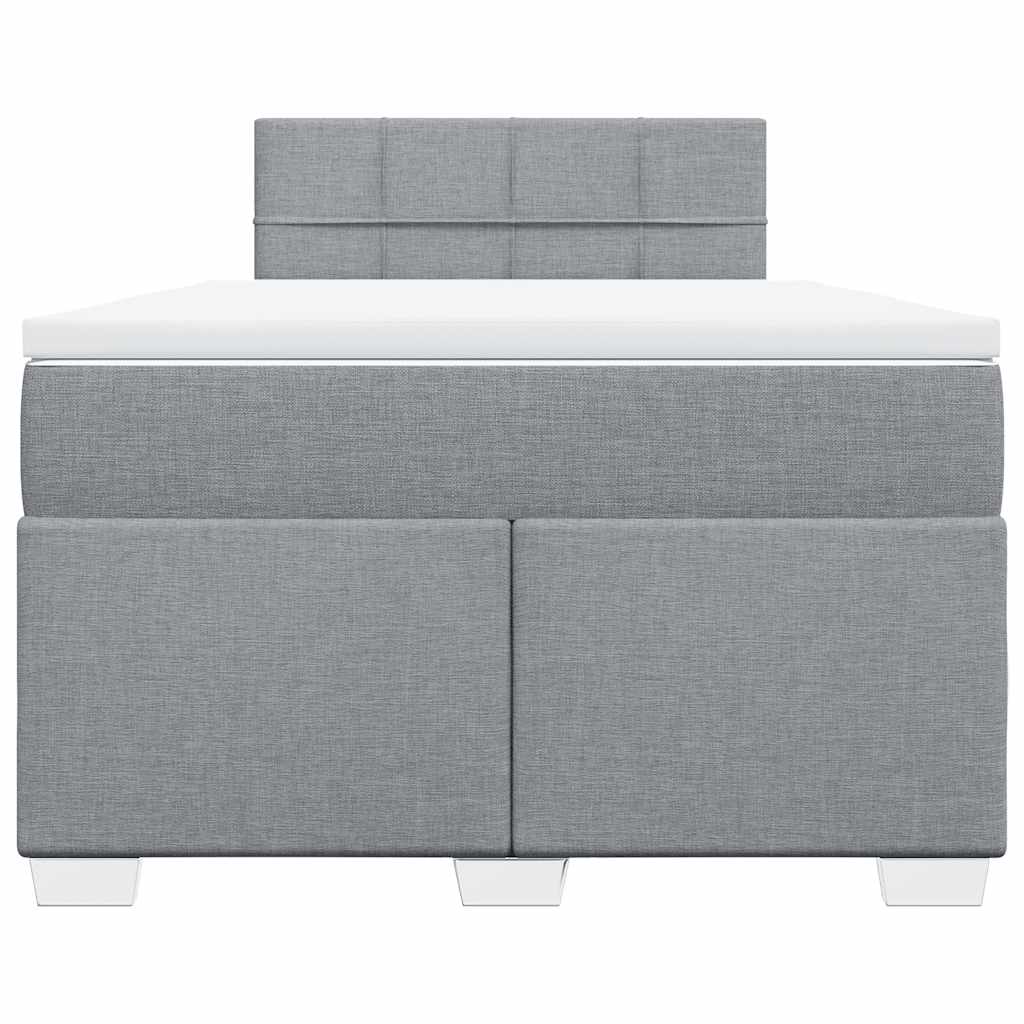 Κρεβάτι Boxspring με Στρώμα Ανοιχτό Γκρι 120x190 εκ. Υφασμάτινο