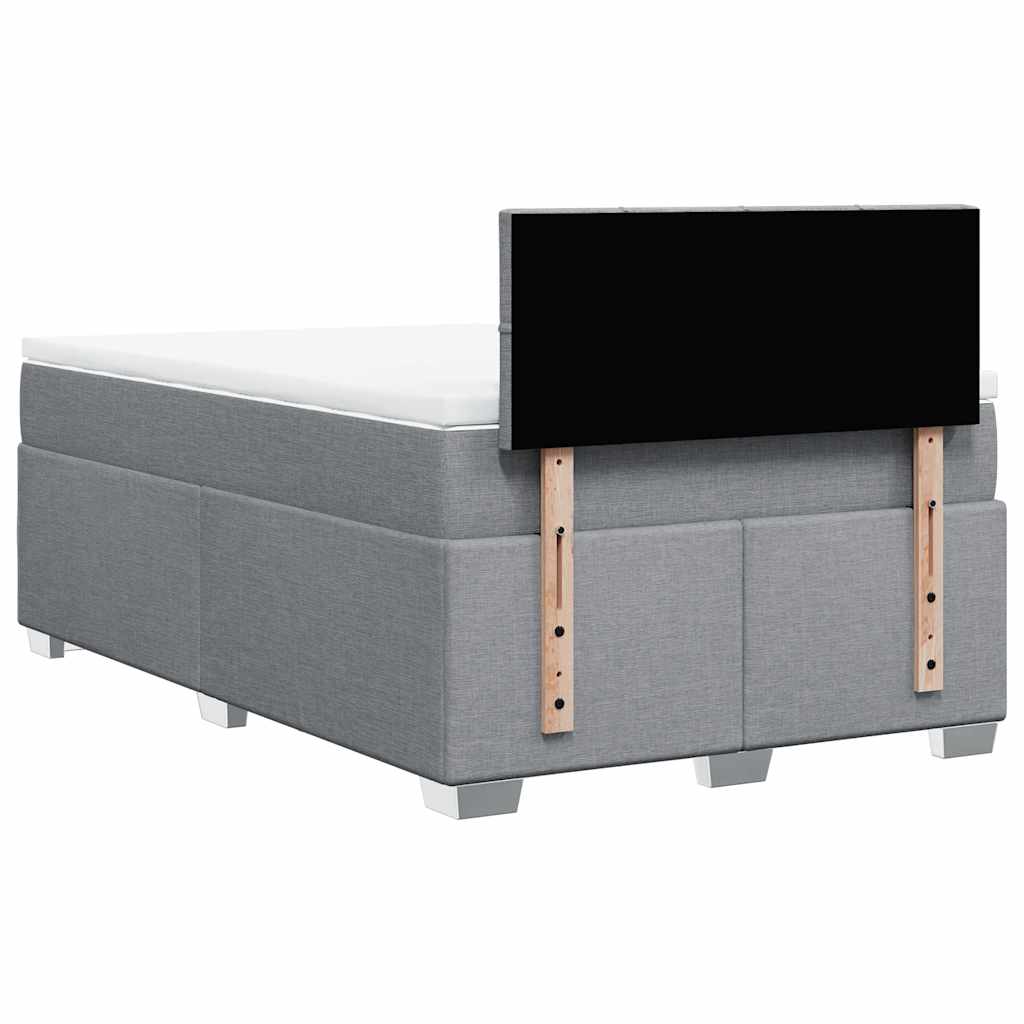 Κρεβάτι Boxspring με Στρώμα Ανοιχτό Γκρι 120x190 εκ. Υφασμάτινο