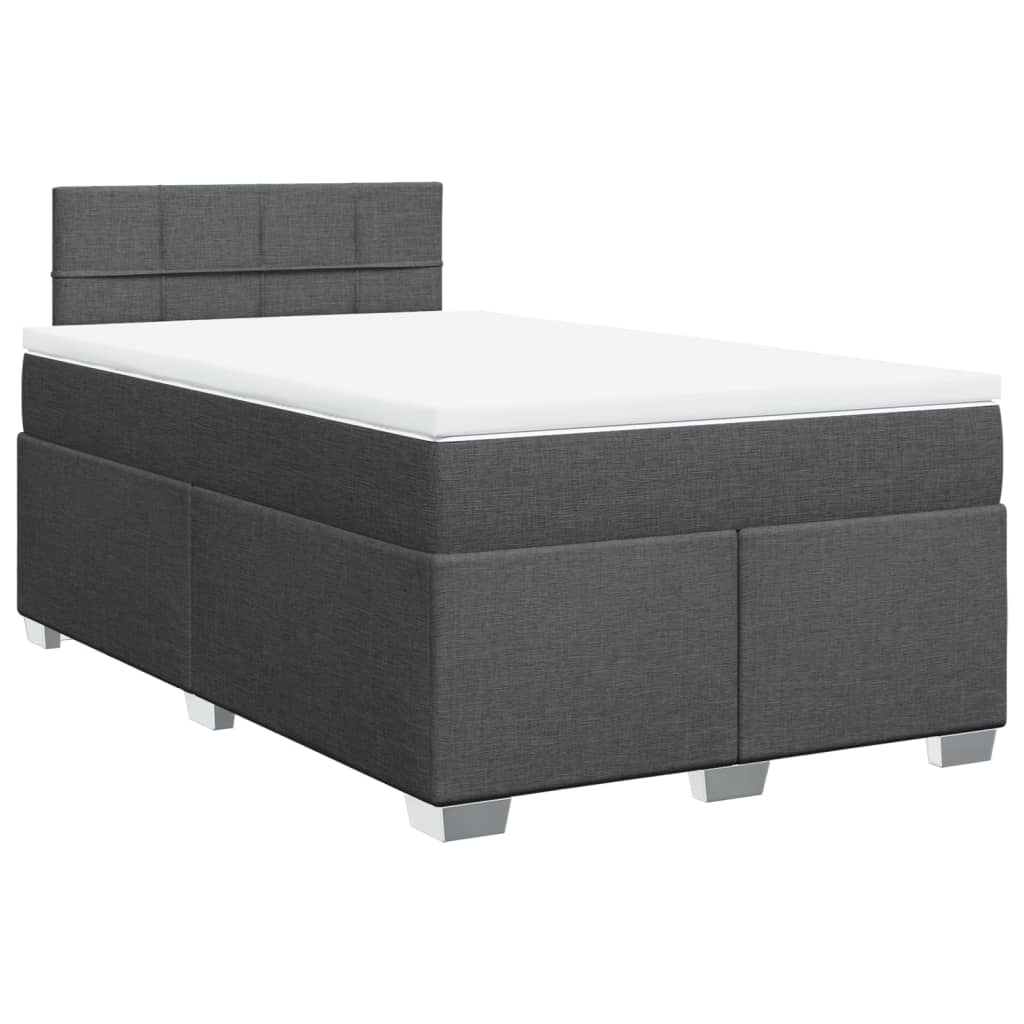 Κρεβάτι Boxspring με Στρώμα Σκούρο Γκρι 120x190 εκ Υφασμάτινο - Pakobazaar