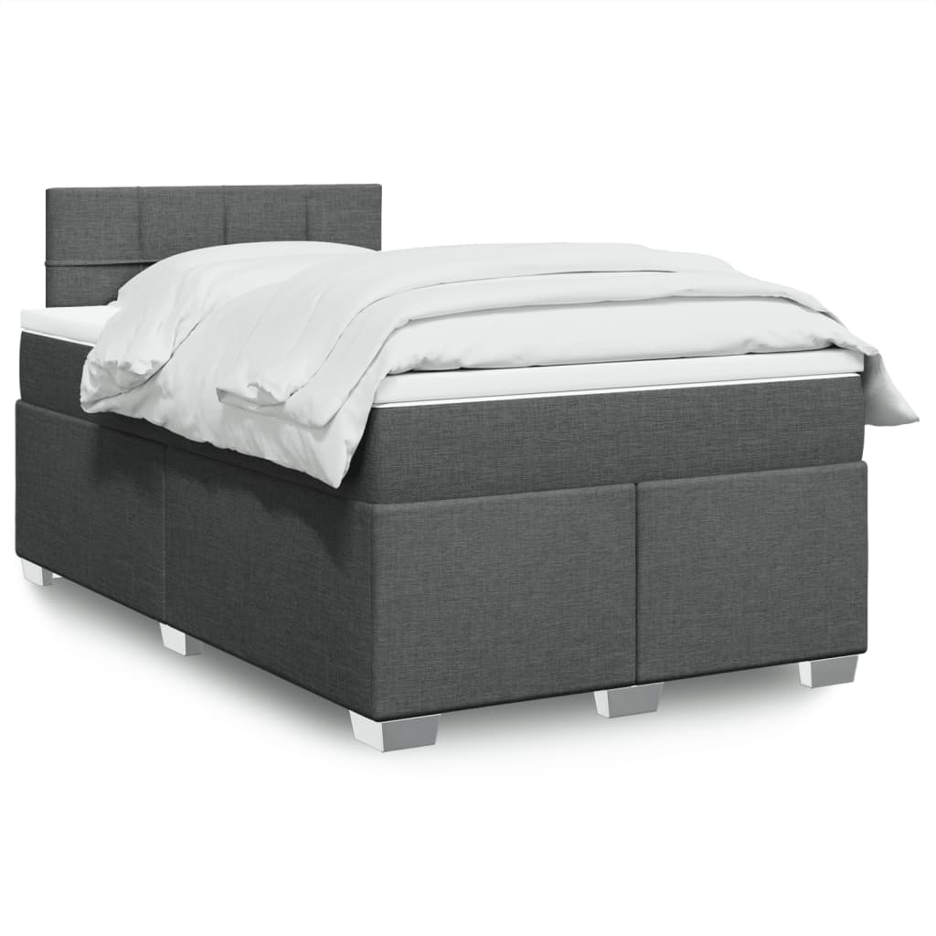 Κρεβάτι Boxspring με Στρώμα Σκούρο Γκρι 120x190 εκ Υφασμάτινο - Pakobazaar