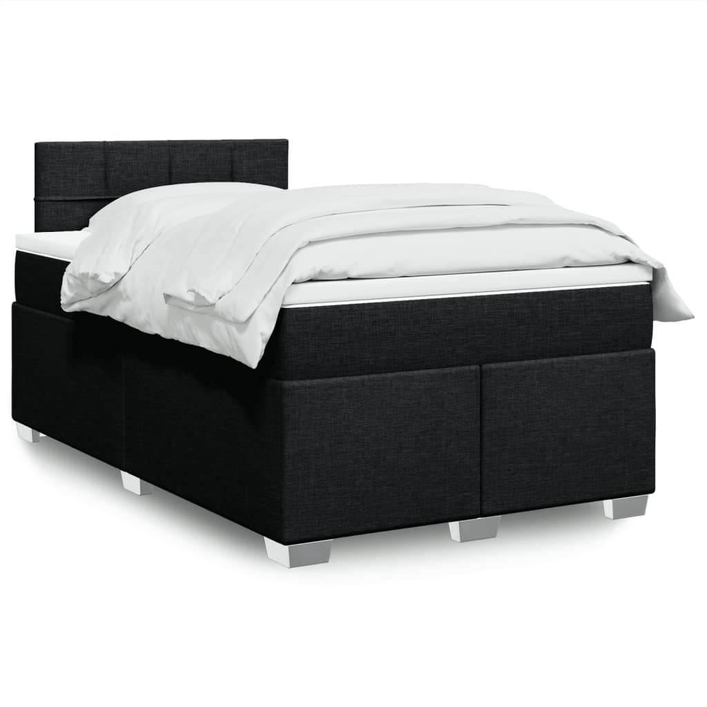 Κρεβάτι Boxspring με Στρώμα Μαύρο 120x190 εκ. Υφασμάτινο - Pakobazaar