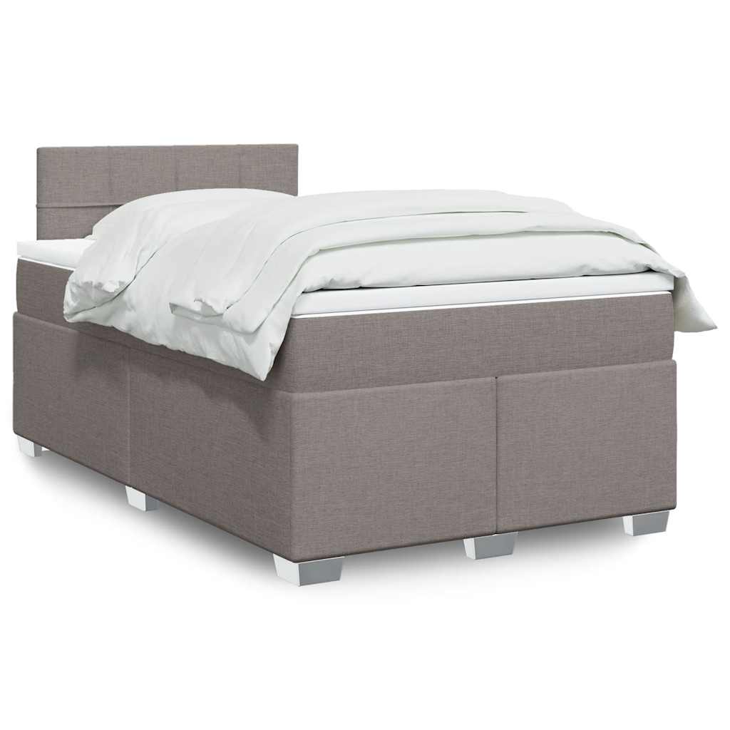 Κρεβάτι Boxspring με Στρώμα Taupe 120x190 εκ. Υφασμάτινο - Pakobazaar