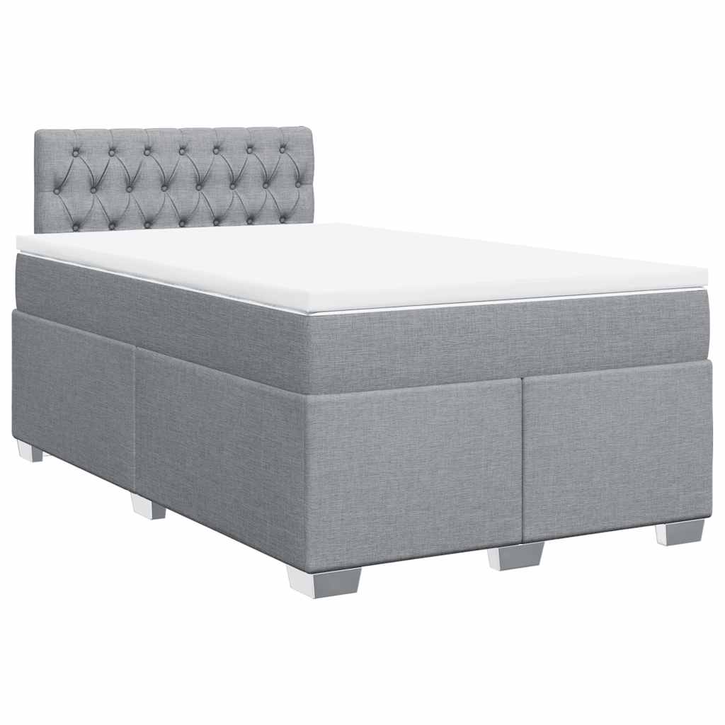 Κρεβάτι Boxspring με Στρώμα Ανοιχτό Γκρι 120x190 εκ. Υφασμάτινο - Pakobazaar