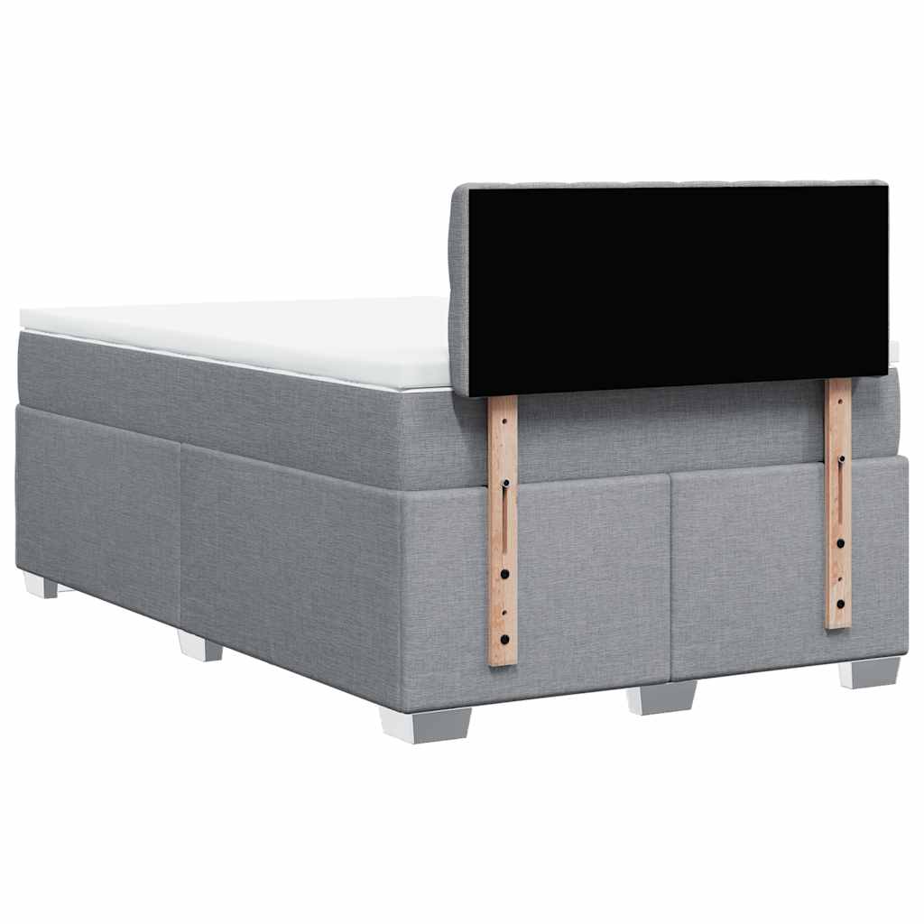 Κρεβάτι Boxspring με Στρώμα Ανοιχτό Γκρι 120x190 εκ. Υφασμάτινο - Pakobazaar