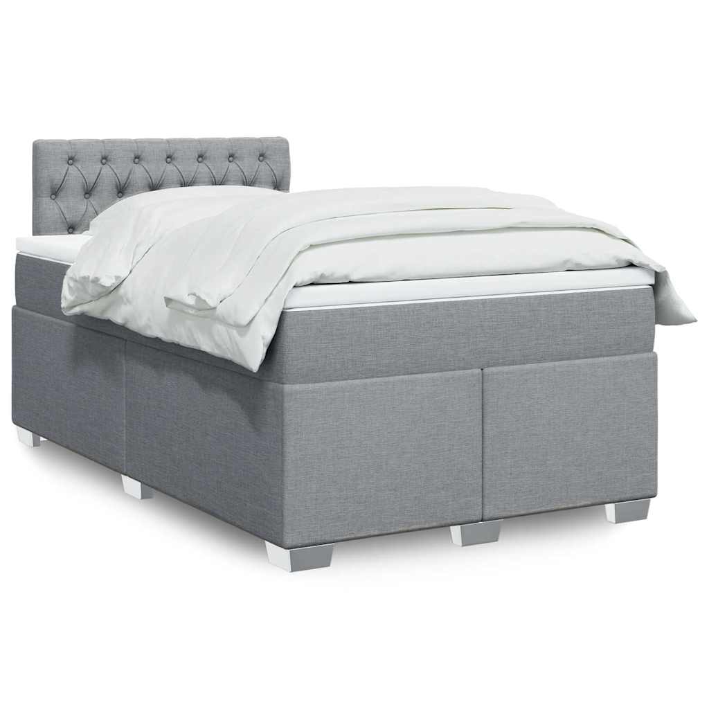 Κρεβάτι Boxspring με Στρώμα Ανοιχτό Γκρι 120x190 εκ. Υφασμάτινο - Pakobazaar