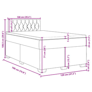 Κρεβάτι Boxspring με Στρώμα Σκούρο Γκρι 120x190 εκ Υφασμάτινο - Pakobazaar
