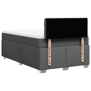 Κρεβάτι Boxspring με Στρώμα Σκούρο Γκρι 120x190 εκ Υφασμάτινο - Pakobazaar
