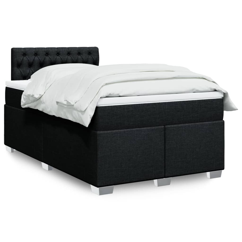 Κρεβάτι Boxspring με Στρώμα Μαύρο 120x190 εκ. Υφασμάτινο