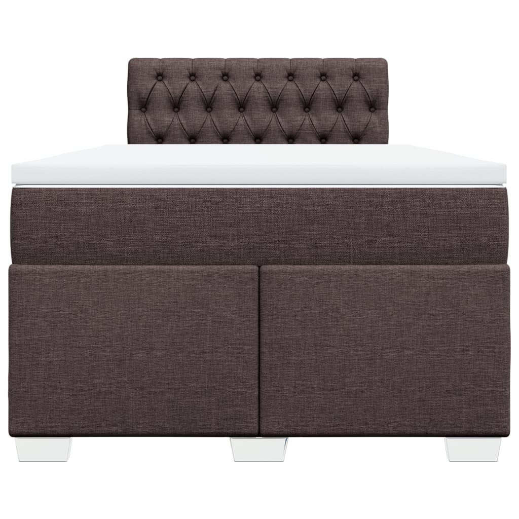 Κρεβάτι Boxspring με Στρώμα Σκούρο Καφέ 120x190 εκ Υφασμάτινο - Pakobazaar