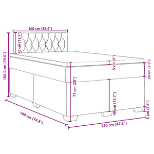 Κρεβάτι Boxspring με Στρώμα Taupe 120x190 εκ. Υφασμάτινο - Pakobazaar