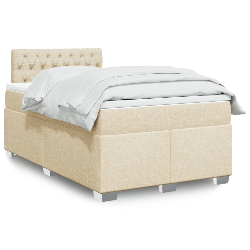 Κρεβάτι Boxspring με Στρώμα Κρεμ 120x190 εκ. Υφασμάτινο