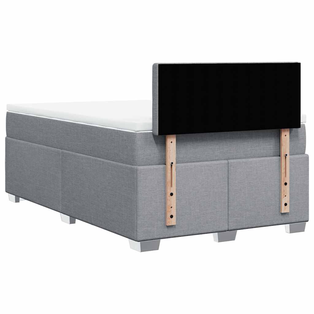 Κρεβάτι Boxspring με Στρώμα Ανοιχτό Γκρι 120x190 εκ. Υφασμάτινο