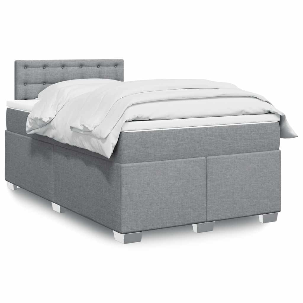 Κρεβάτι Boxspring με Στρώμα Ανοιχτό Γκρι 120x190 εκ. Υφασμάτινο