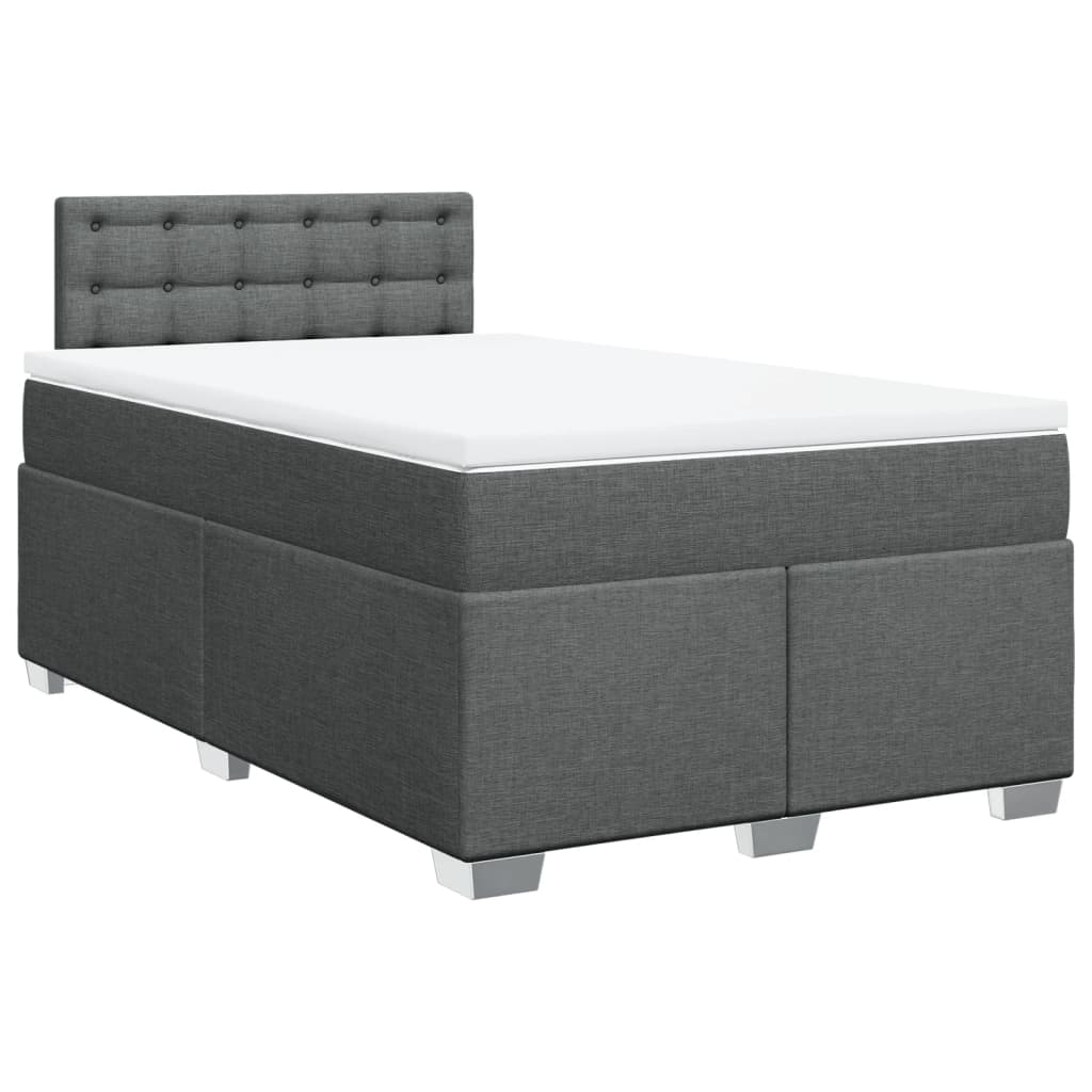 Κρεβάτι Boxspring με Στρώμα Σκούρο Γκρι 120x190 εκ Υφασμάτινο - Pakobazaar