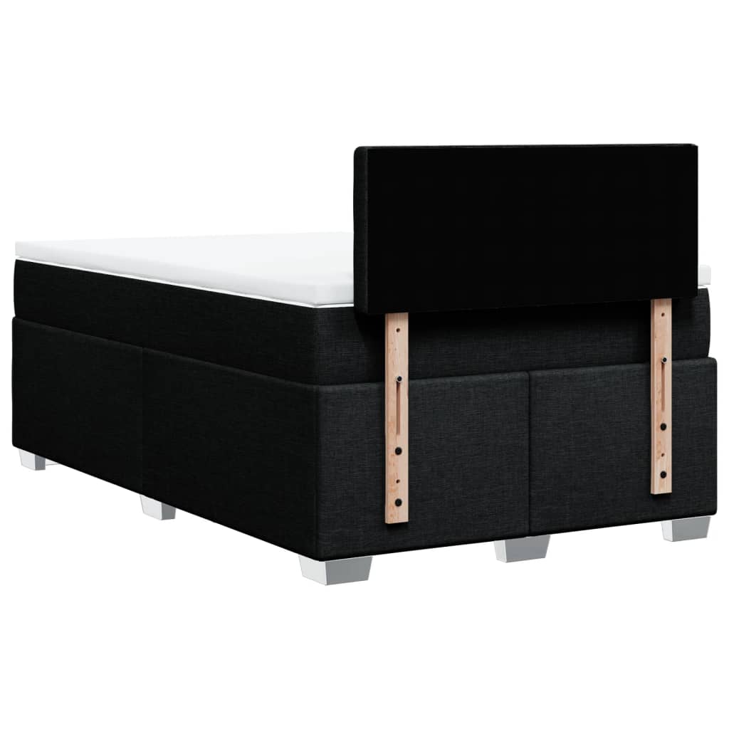 Κρεβάτι Boxspring με Στρώμα Μαύρο 120x190 εκ. Υφασμάτινο - Pakobazaar