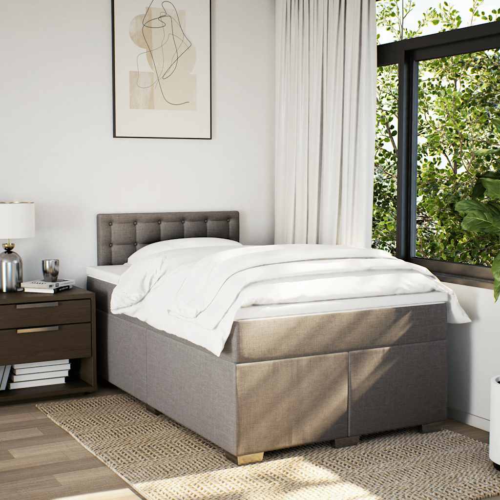 Κρεβάτι Boxspring με Στρώμα Taupe 120x190 εκ. Υφασμάτινο - Pakobazaar