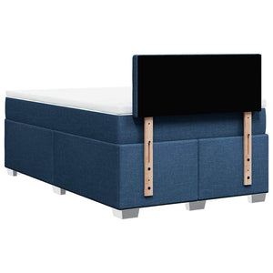 Κρεβάτι Boxspring με Στρώμα Μπλε 120x190 εκ. Υφασμάτινο - Pakobazaar