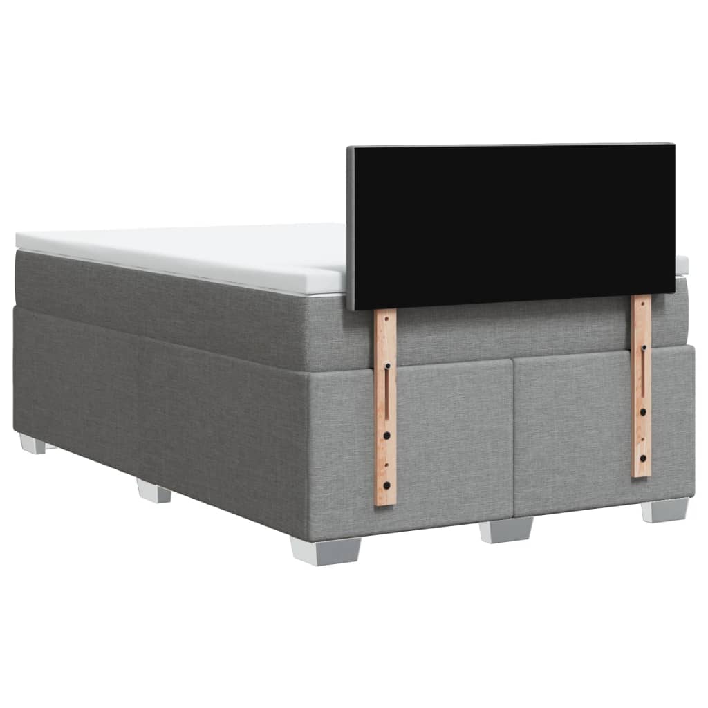 Κρεβάτι Boxspring με Στρώμα Ανοιχτό Γκρι 120x200 εκ. Υφασμάτινο - Pakobazaar