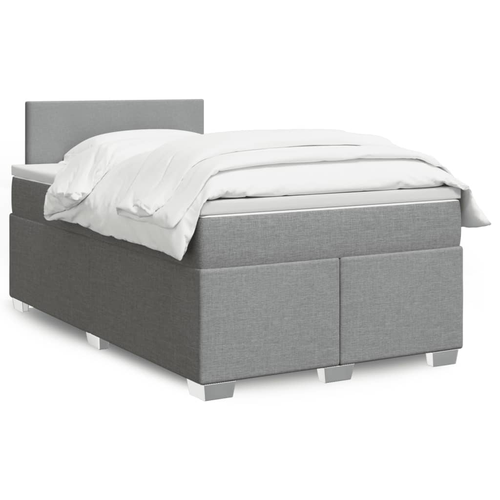 Κρεβάτι Boxspring με Στρώμα Ανοιχτό Γκρι 120x200 εκ. Υφασμάτινο - Pakobazaar