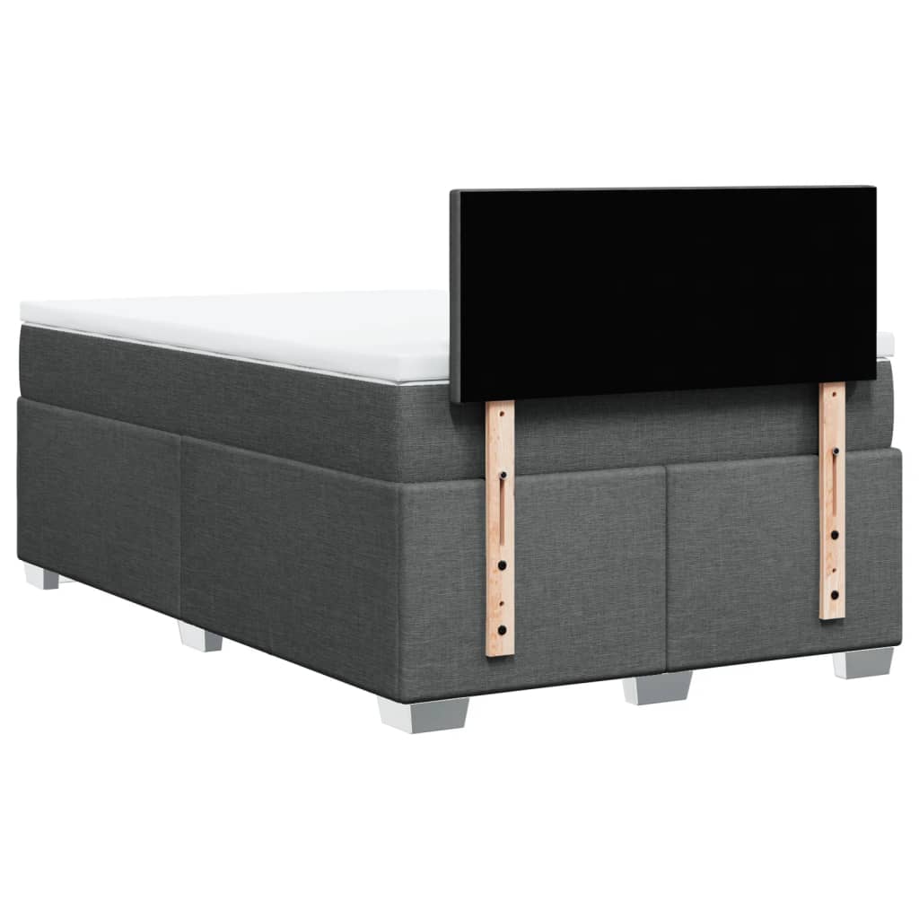 Κρεβάτι Boxspring με Στρώμα Σκούρο Γκρι 120x200 εκ. Υφασμάτινο - Pakobazaar