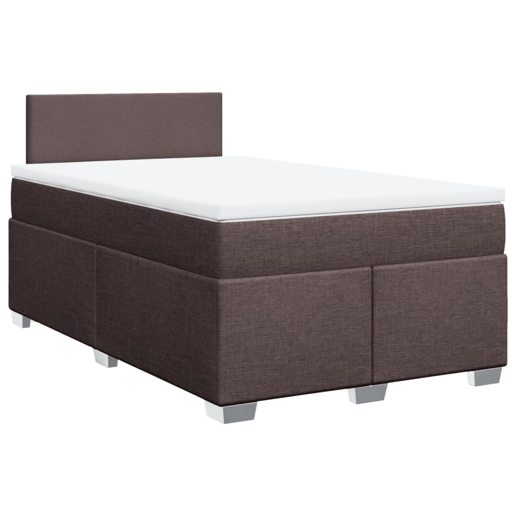 Κρεβάτι Boxspring με Στρώμα Σκούρο Καφέ 120x200 εκ. Υφασμάτινο