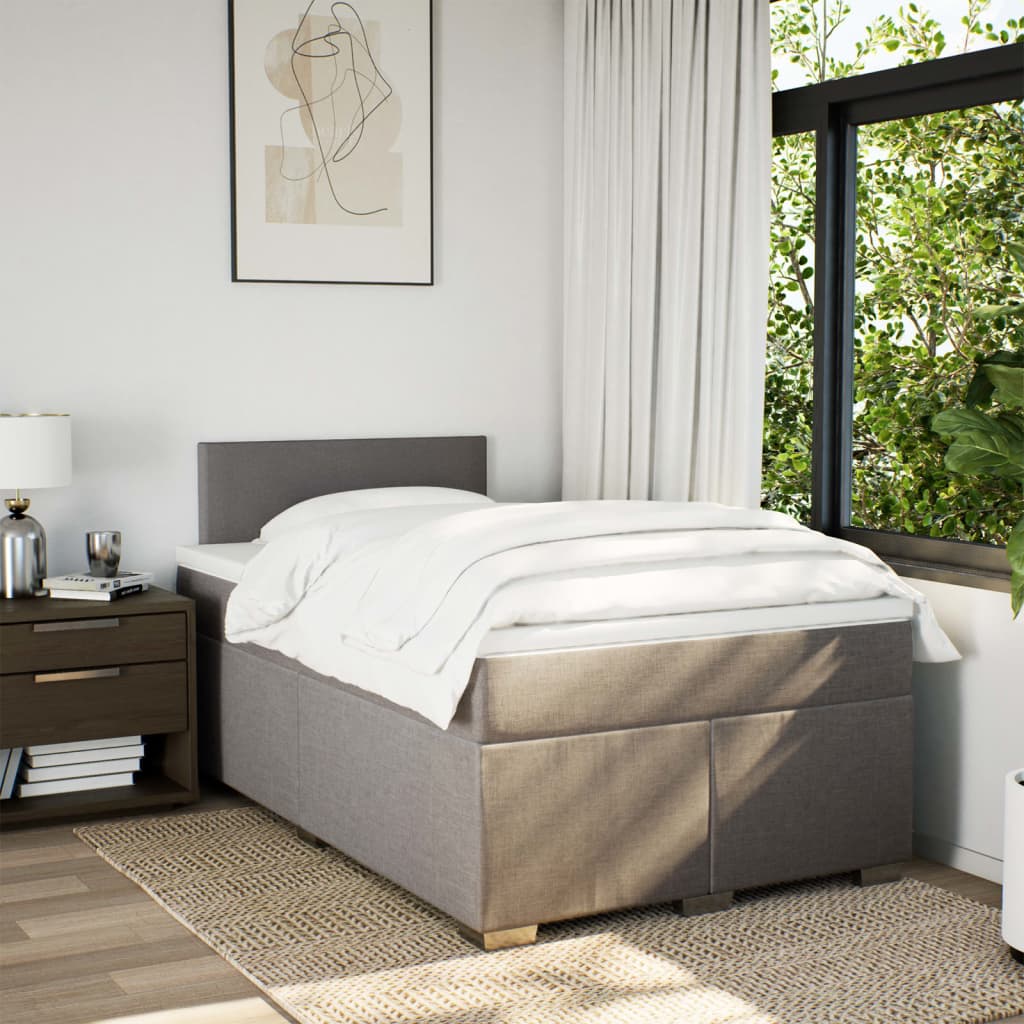 Κρεβάτι Boxspring με Στρώμα Taupe 120x200 εκ. Υφασμάτινο