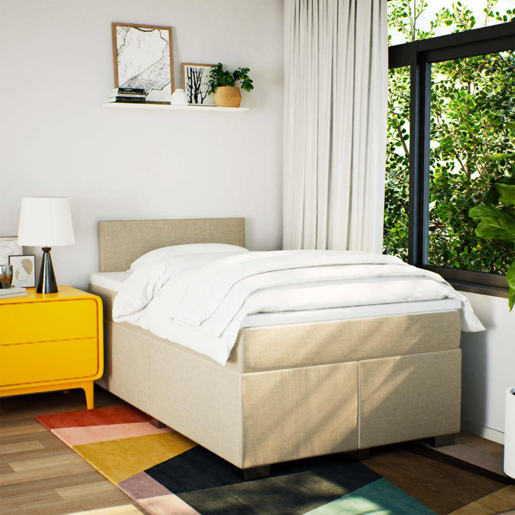 Κρεβάτι Boxspring με Στρώμα Κρεμ 120x200 εκ. Υφασμάτινο