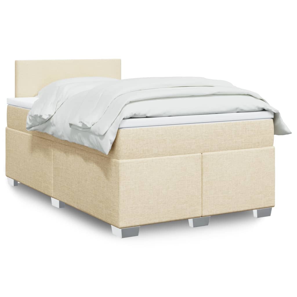 Κρεβάτι Boxspring με Στρώμα Κρεμ 120x200 εκ. Υφασμάτινο
