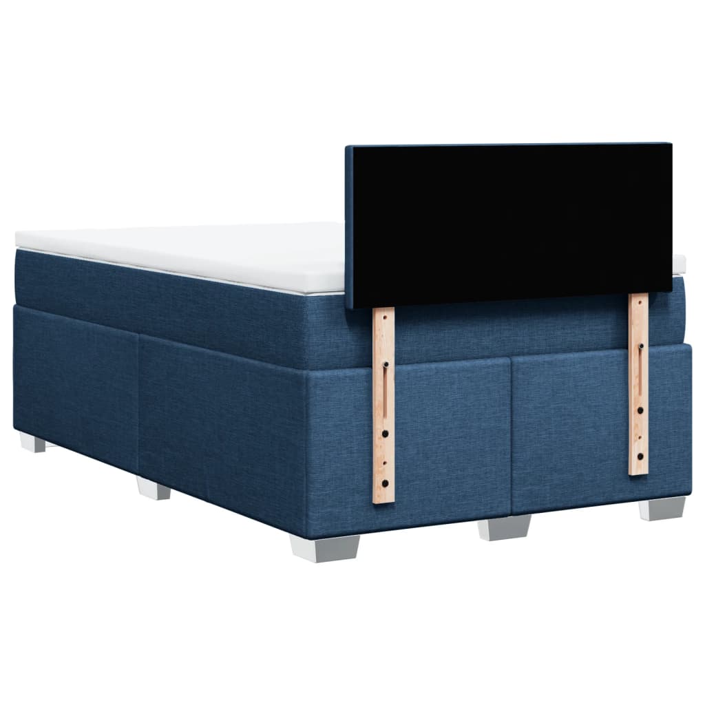 Κρεβάτι Boxspring με Στρώμα Μπλε 120x200 εκ. Υφασμάτινο