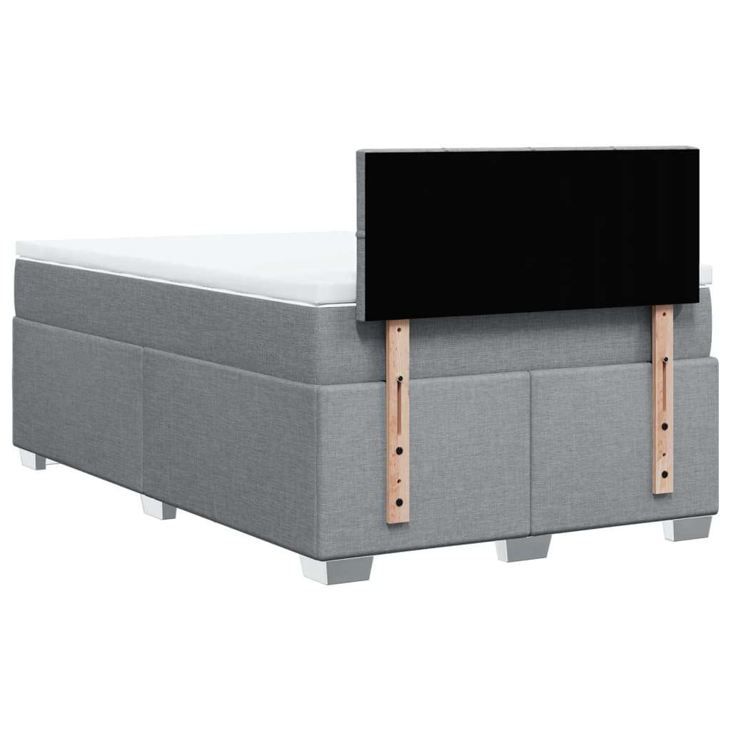 Κρεβάτι Boxspring με Στρώμα Ανοιχτό Γκρι 120x200 εκ. Υφασμάτινο - Pakobazaar