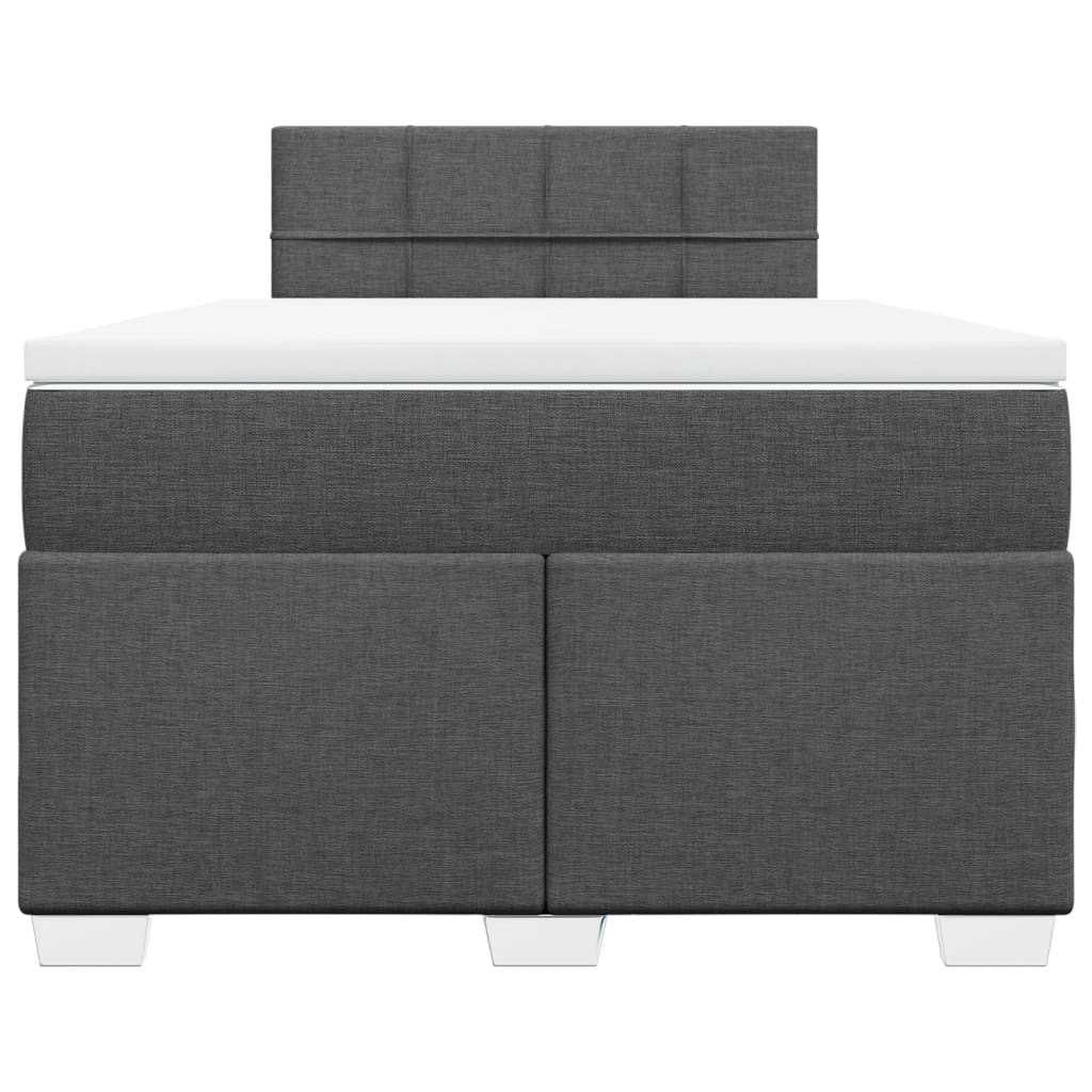 Κρεβάτι Boxspring με Στρώμα Σκούρο Γκρι 120x200 εκ. Υφασμάτινο - Pakobazaar