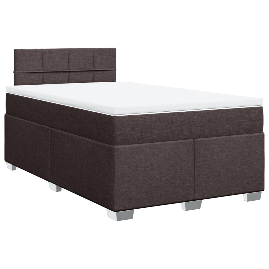 Κρεβάτι Boxspring με Στρώμα Σκούρο Καφέ 120x200 εκ. Υφασμάτινο
