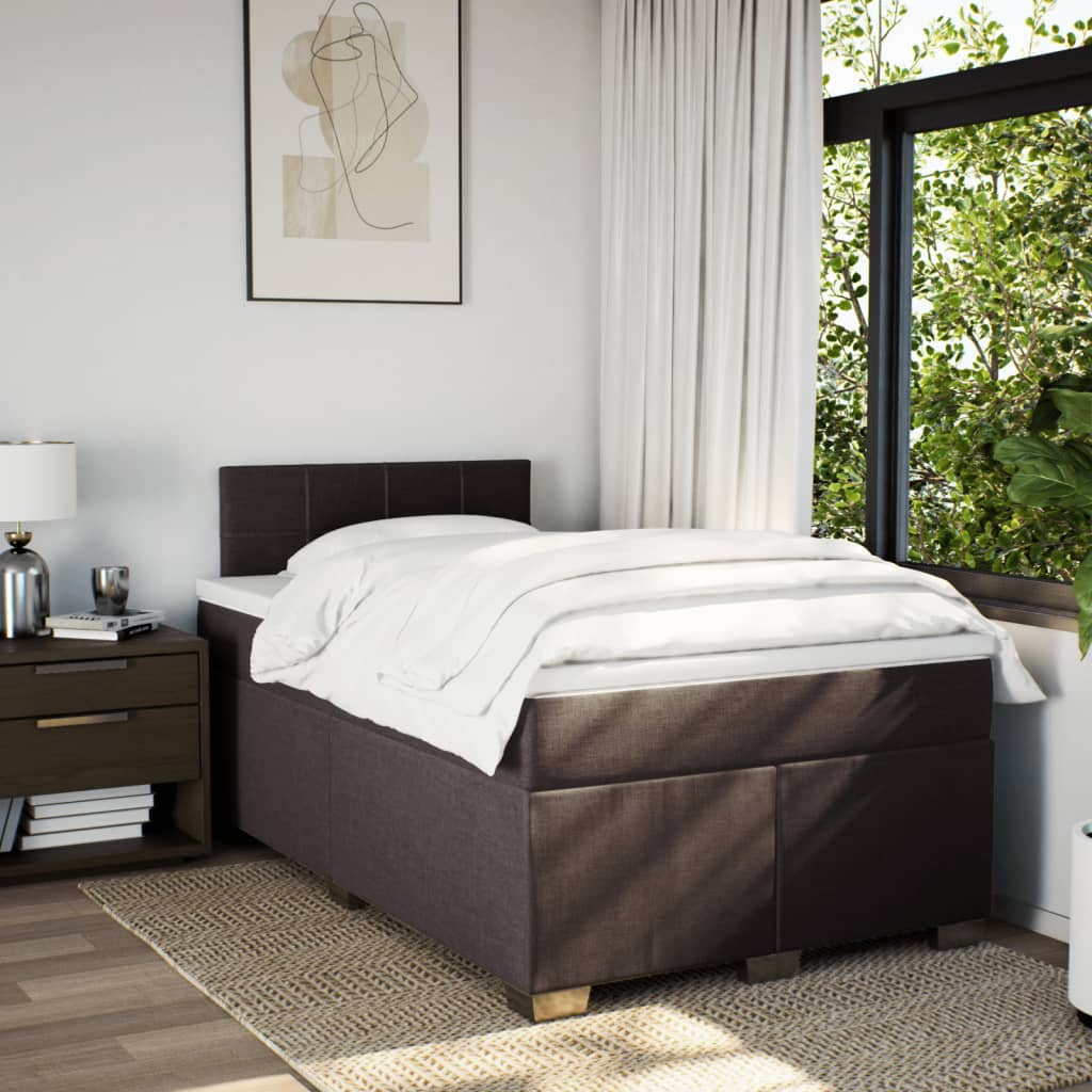 Κρεβάτι Boxspring με Στρώμα Σκούρο Καφέ 120x200 εκ. Υφασμάτινο