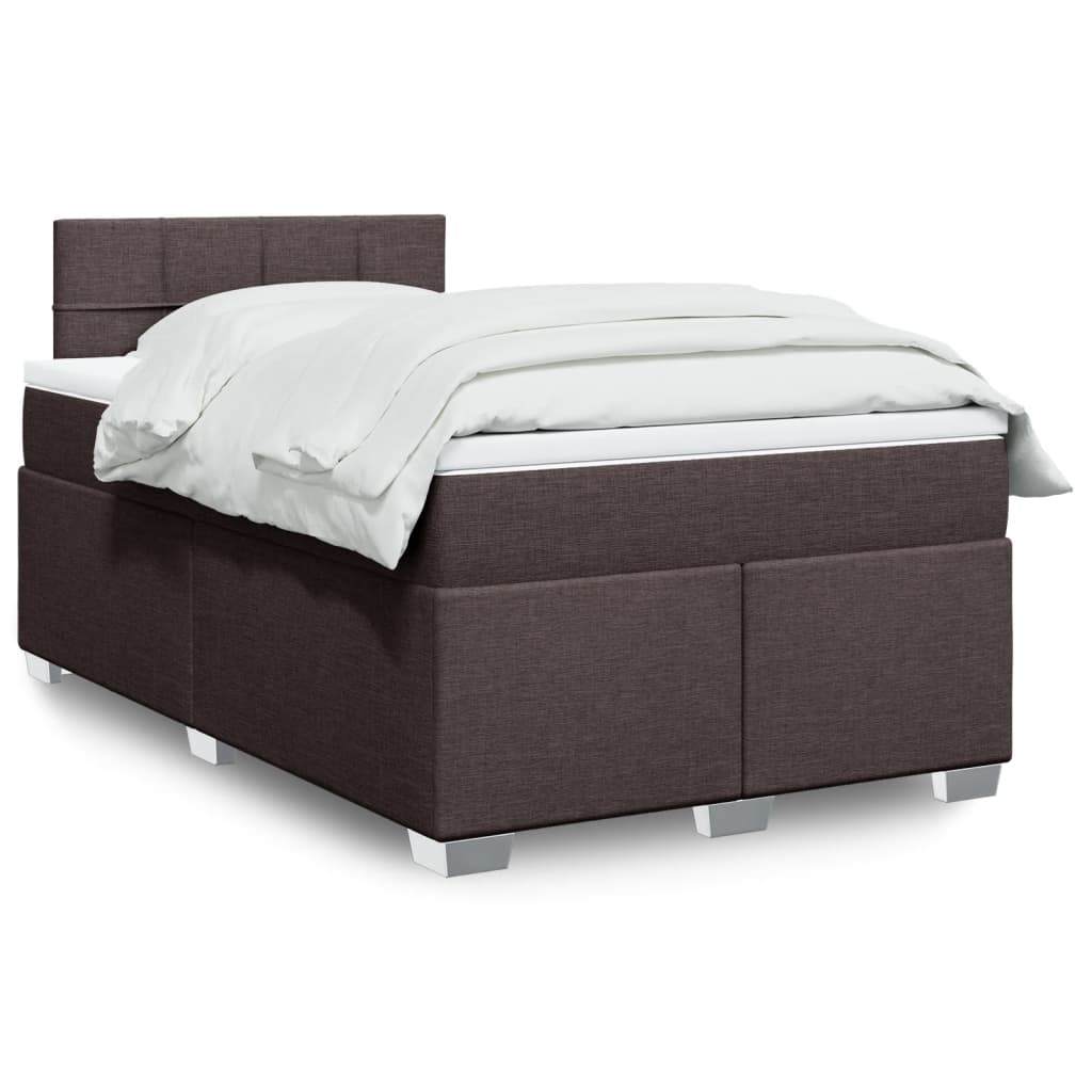 Κρεβάτι Boxspring με Στρώμα Σκούρο Καφέ 120x200 εκ. Υφασμάτινο