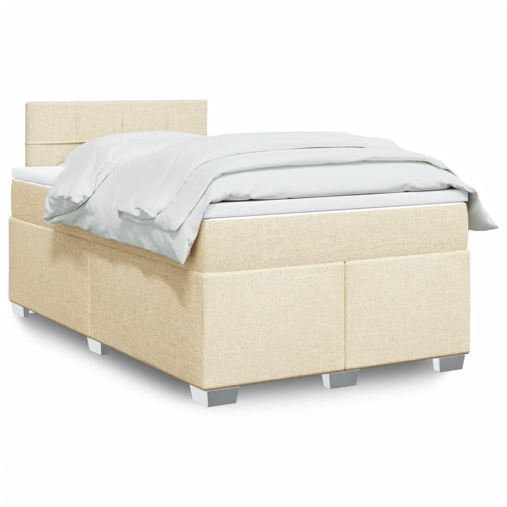 Κρεβάτι Boxspring με Στρώμα Κρεμ 120x200 εκ. Υφασμάτινο