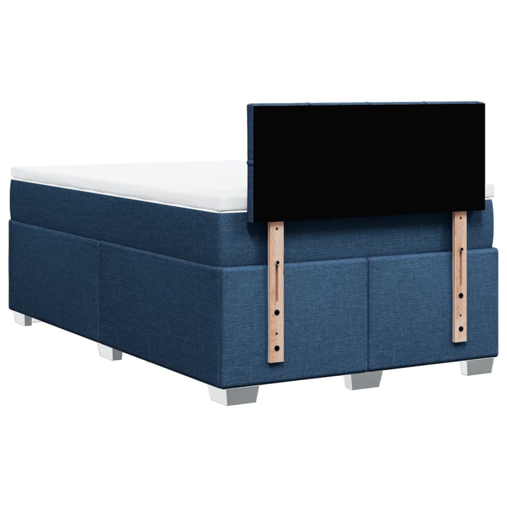 Κρεβάτι Boxspring με Στρώμα Μπλε 120x200 εκ. Υφασμάτινο
