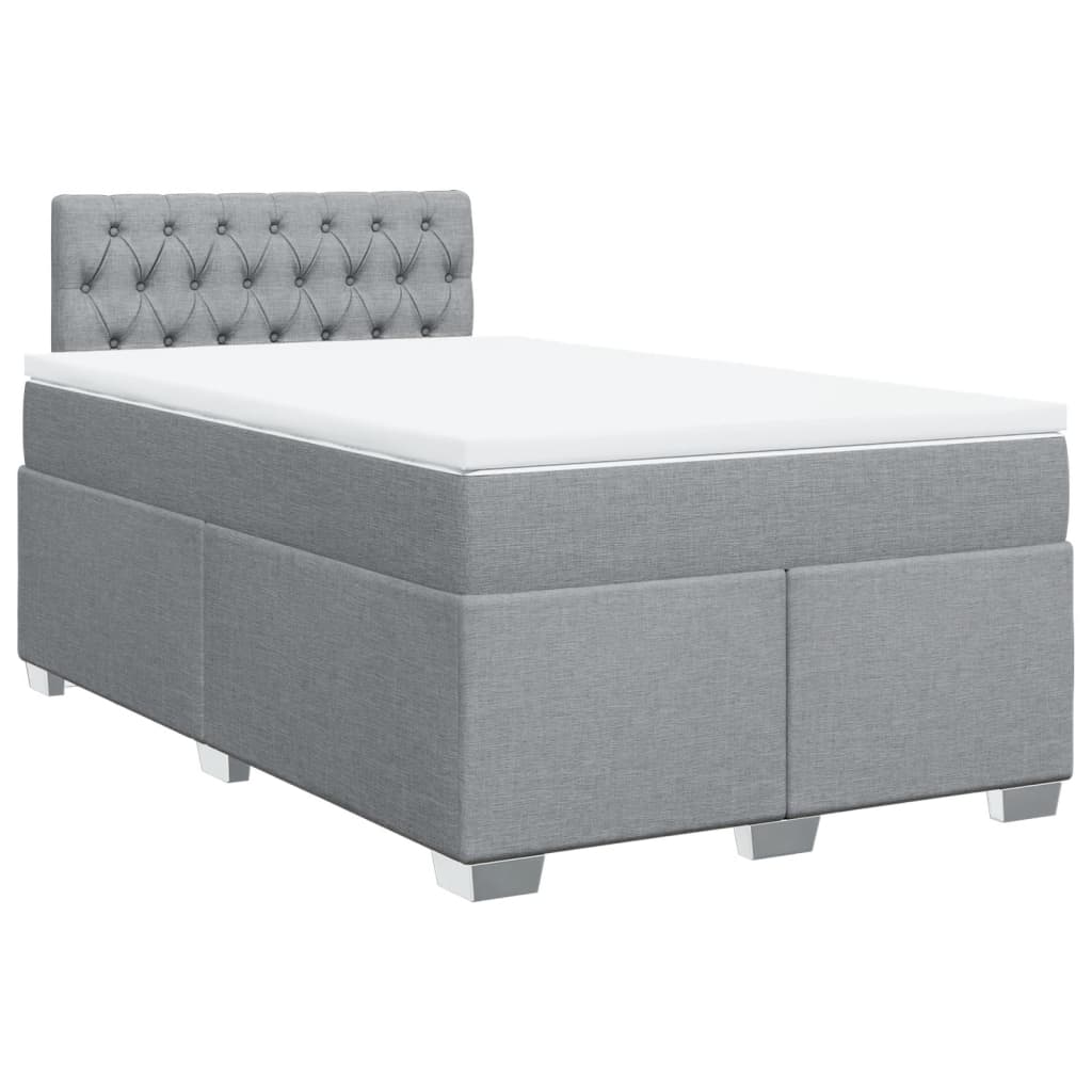Κρεβάτι Boxspring με Στρώμα Ανοιχτό Γκρι 120x200 εκ. Υφασμάτινο - Pakobazaar