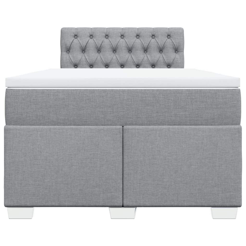 Κρεβάτι Boxspring με Στρώμα Ανοιχτό Γκρι 120x200 εκ. Υφασμάτινο - Pakobazaar