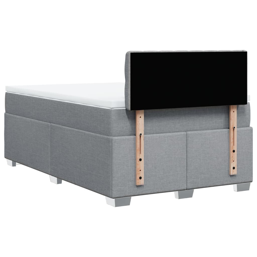 Κρεβάτι Boxspring με Στρώμα Ανοιχτό Γκρι 120x200 εκ. Υφασμάτινο - Pakobazaar