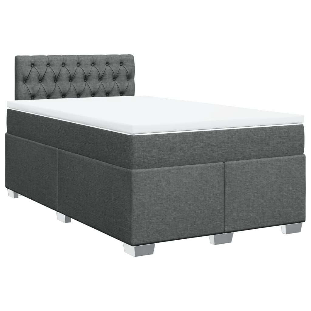 Κρεβάτι Boxspring με Στρώμα Σκούρο Γκρι 120x200 εκ. Υφασμάτινο - Pakobazaar