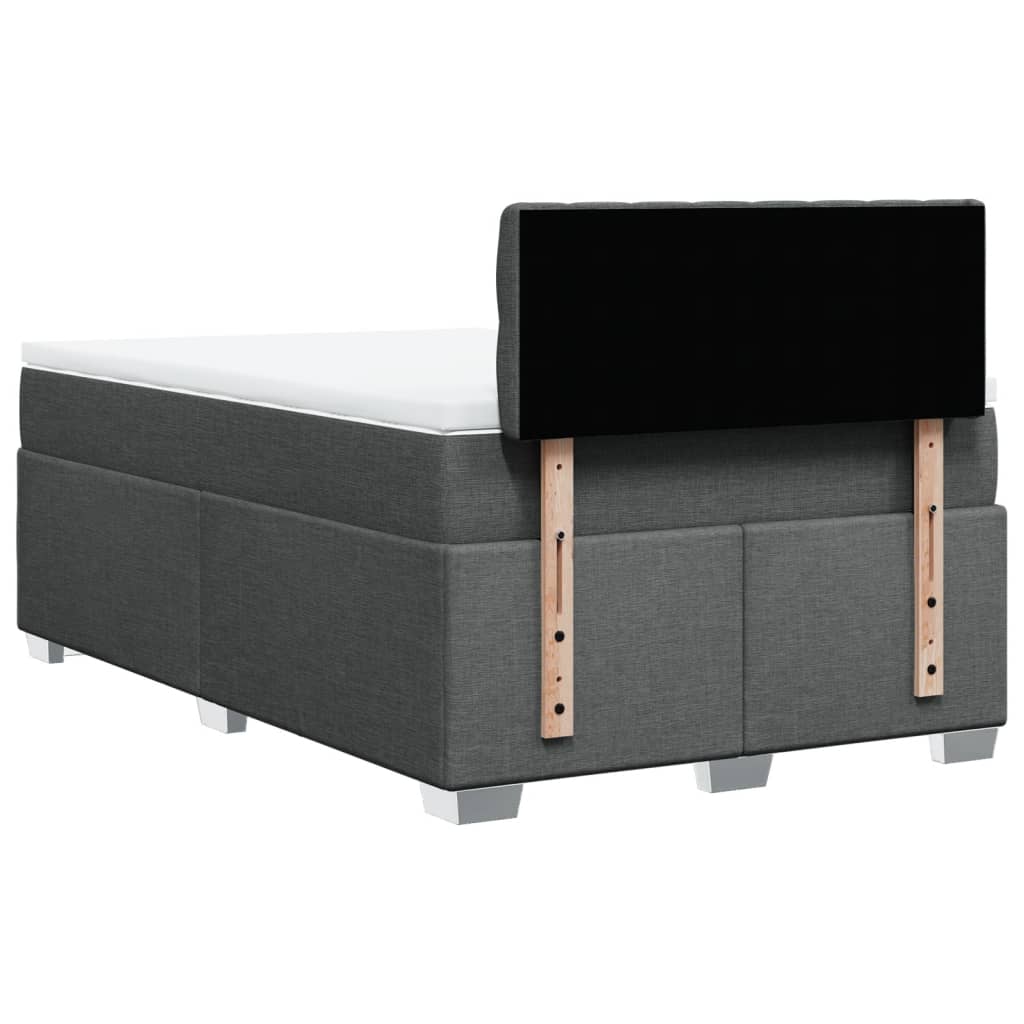 Κρεβάτι Boxspring με Στρώμα Σκούρο Γκρι 120x200 εκ. Υφασμάτινο - Pakobazaar