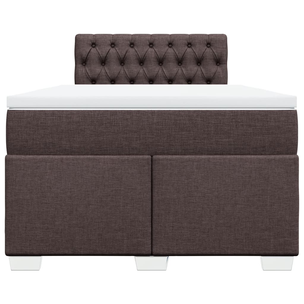 Κρεβάτι Boxspring με Στρώμα Σκούρο Καφέ 120x200 εκ. Υφασμάτινο