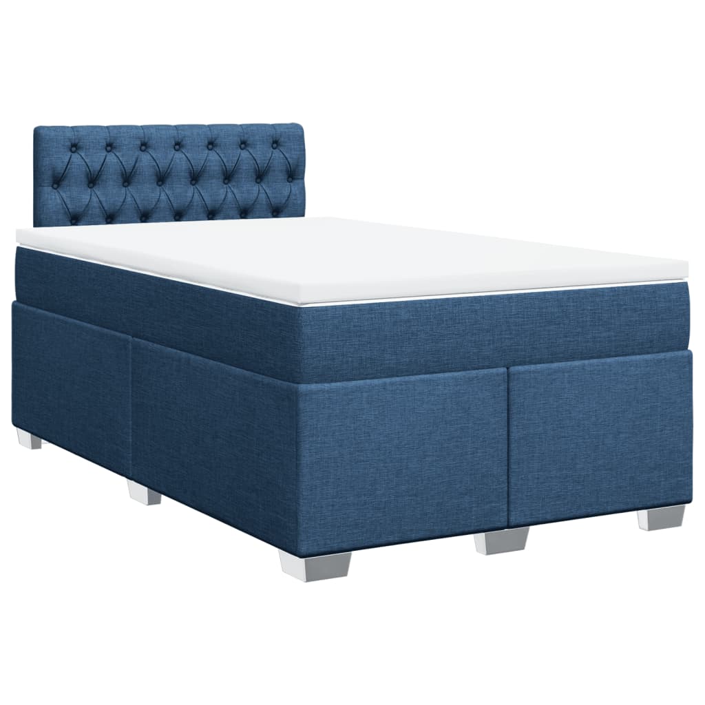 Κρεβάτι Boxspring με Στρώμα Μπλε 120x200 εκ. Υφασμάτινο